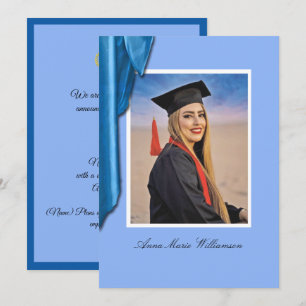 Convite de Formatura em Seda Azul Elegante