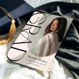 Convite de Formatura Estética com Listras Rosa