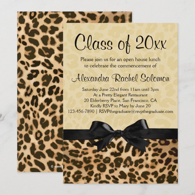Convite de Formatura/Festa com Impressão de Leopar (Frente/Verso)