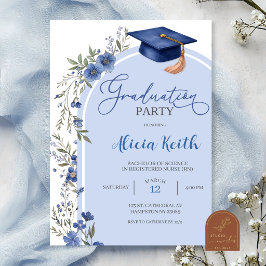 Convite de Formatura Flor Silvestre Azul Marinho