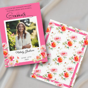 Convite de Formatura Floral Laranja Rosa Vibrante