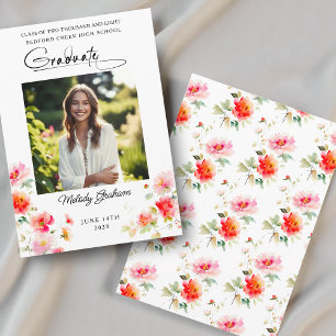 Convite de Formatura Floral Laranja Rosa Vibrante