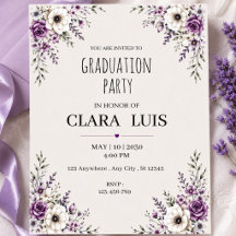 Convite de Formatura Floral Roxo