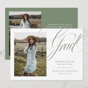 Convite de Formatura Foto Script Elegante Verde