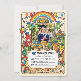 Convite de Formatura Infantil, Pré-Escolar Pré-K J