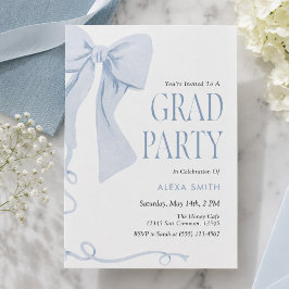 Convite de Formatura Laço Azul Clássico Preppy