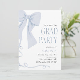Convite de Formatura Laço Azul Clássico Preppy 