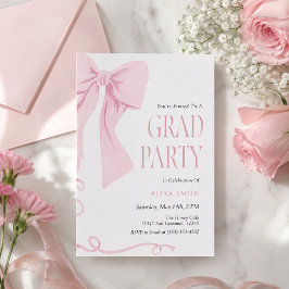 Convite de Formatura Laço Rosa Estética Coquette