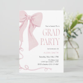 Convite de Formatura Laço Rosa Estética Coquette 