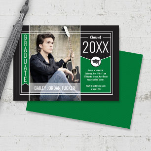 Convite de Formatura Moderno Verde para Fotos de G