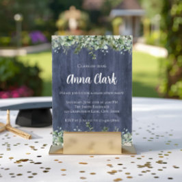 Convite de Formatura Navy Wood Eucalipto