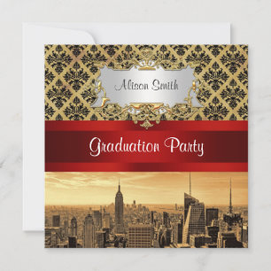 Convite de Formatura NY City Skyline Sépia B4 Dama