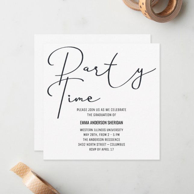 Convite de Formatura Party Time Miss Waited (Frente/Verso In Situ)