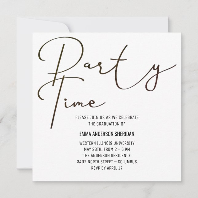 Convite de Formatura Party Time Miss Waited (Frente)