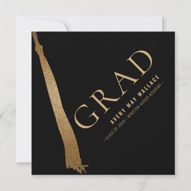 Convite de Formatura Personalizado Tassel Ouro Pre (Frente)