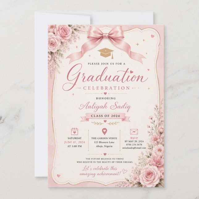 Convite de Formatura Pink Coquette (Frente)