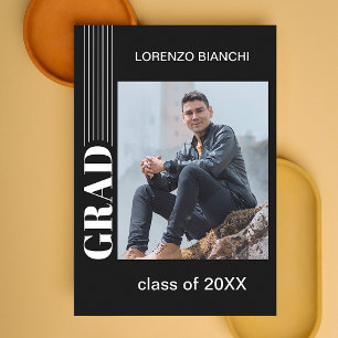 Convite de Formatura Preto e Branco Minimalista