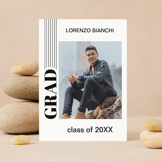 Convite de Formatura Preto e Branco Minimalista (Criador carregado)