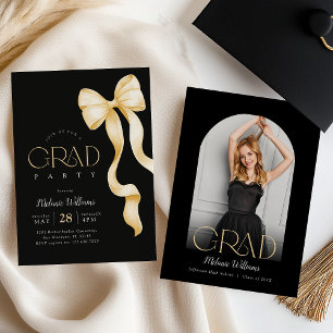 Convite de Formatura Preto e Dourado Elegante