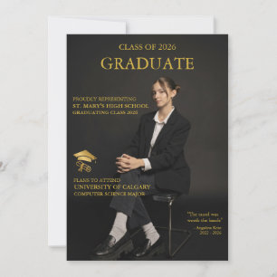 Convite de Formatura Preto Ouro Revista Capa