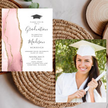 Convite de Formatura Rosa Bege com Ágata Dourada