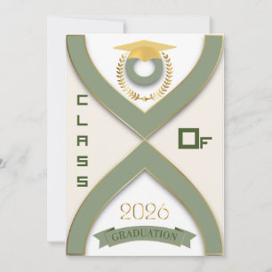 Convite de Formatura Sofisticado em Verde e Dourad