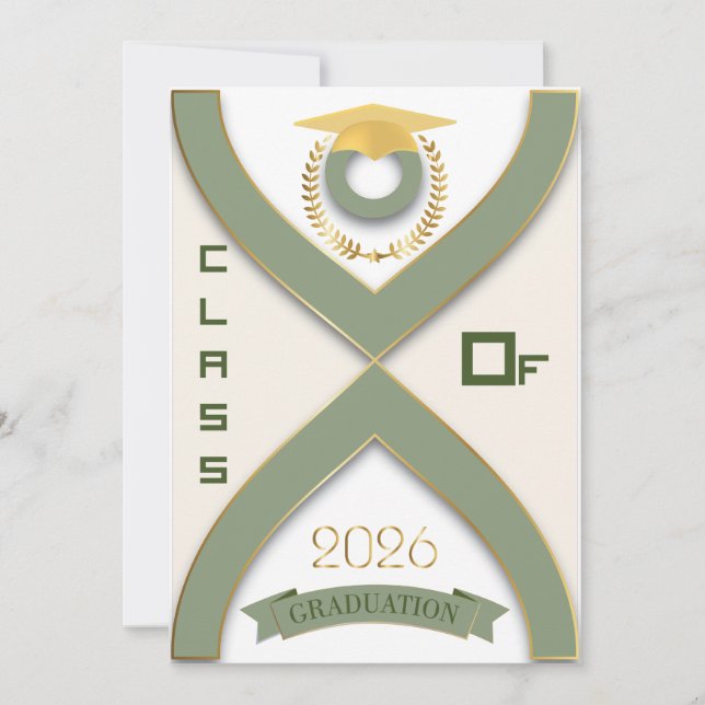 Convite de Formatura Sofisticado em Verde e Dourad (Frente)