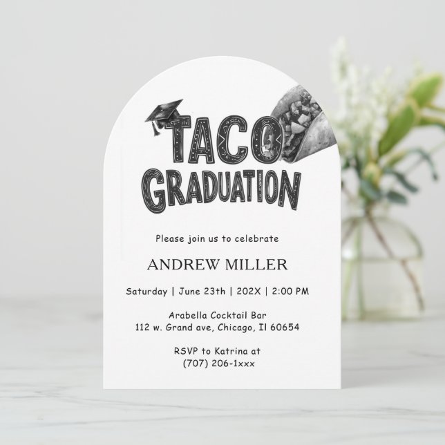 Convite de Formatura Temático de Taco Preto e Bran (Em pé/Frente)