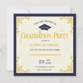 Convite de Formatura Vintage em Ouro Branco