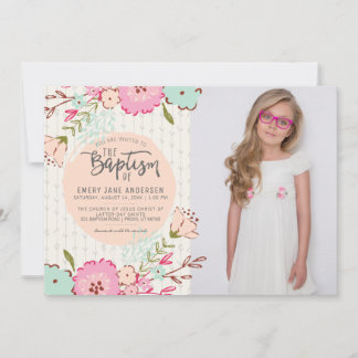 CONVITE DE FOTO BAPTISM LDS | Elegante