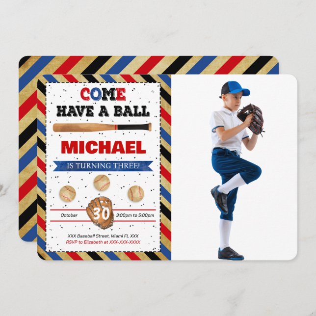 Convite de Foto Baseball (Frente/Verso)