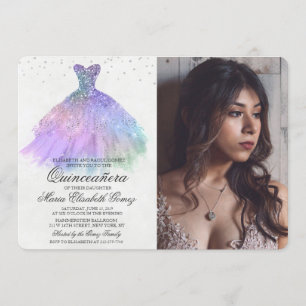 Convite de Foto com Brilho de Diamante para Festa 