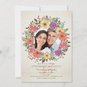 Convite de Foto com Coroa Floral