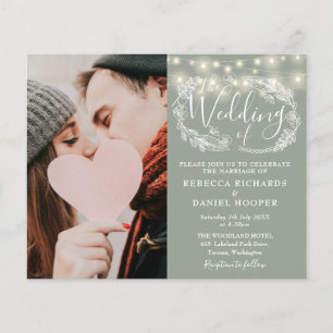Convite de Foto com Detalhes de Casamento em Verde