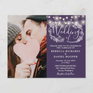 Convite de Foto com Detalhes do Casamento Roxo Eco