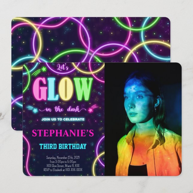 Convite de Foto com Luz Negra (Frente/Verso)