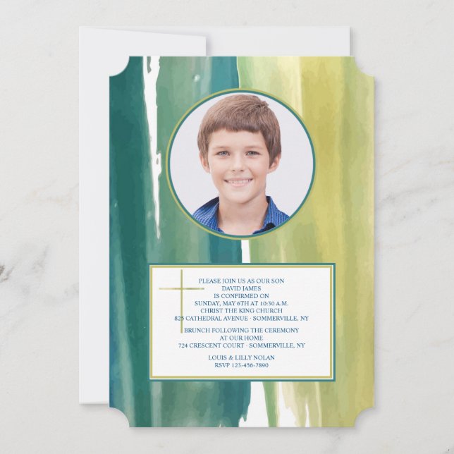 Convite de Foto com Pinceladas de Aquarela (Frente)