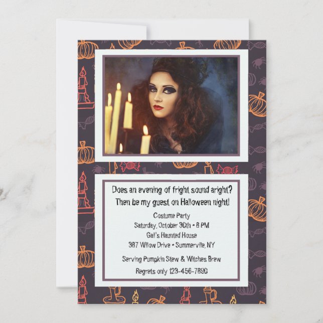 Convite de Foto com Velas de Halloween (Frente)