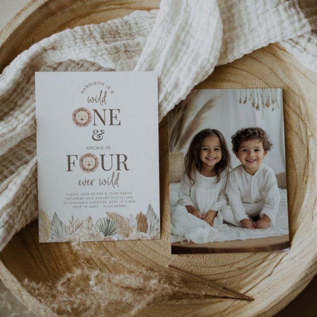 Convite de Foto Conjunto Wild One e Four Ever Wild (Criador carregado)