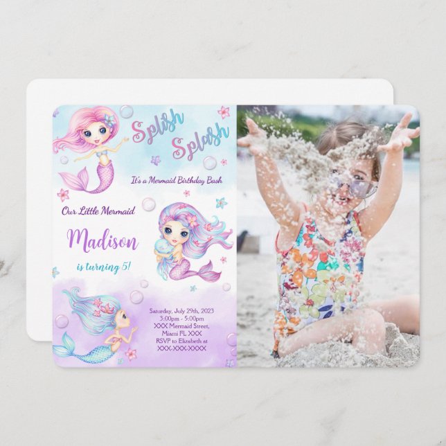 Convite de Foto da Sereia (Frente/Verso)