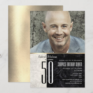 Convite de Foto de 50º Aniversário Dourado para Ho