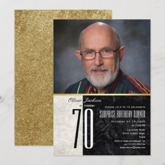 Convite de Foto de 70º Aniversário Dourado para Ho