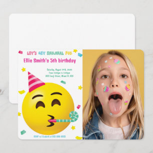 Convite de Foto de Aniversário com Emoji
