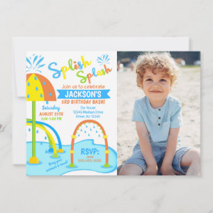 Convite de Foto de Aniversário com Splash Pad / Pa