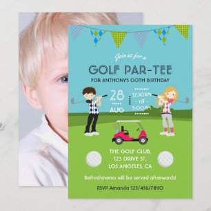 Convite de Foto de Aniversário com Tema de Golfe I