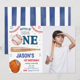 Convite de Foto de Aniversário de 1º de Beisebol 