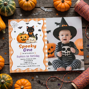 Convite de Foto de Aniversário de 1 Ano de Hallowe