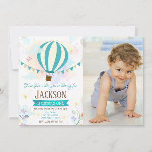 Convite de Foto de Aniversário de 1 ano de Menino 