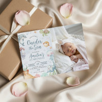 Convite de Foto de Aniversário de 1 ano do Oceano