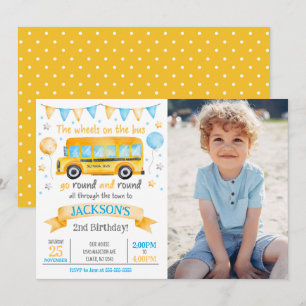 Convite de Foto de Aniversário de 2 anos de Ônibus